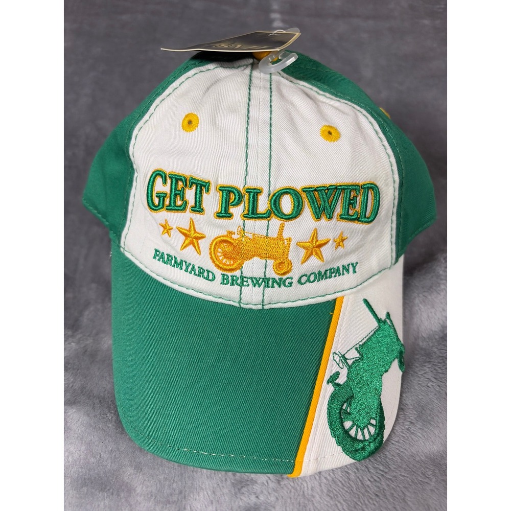 Farmyard Brewing Company Get Plowed Green White Tractor Hat SMI 7300040 NWT